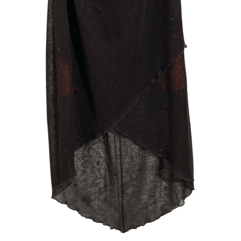 Silhouette Vintage Halter Neck Paisley Sparkle Hi Low Midi Dress Women's Size M - Picture 5 of 7